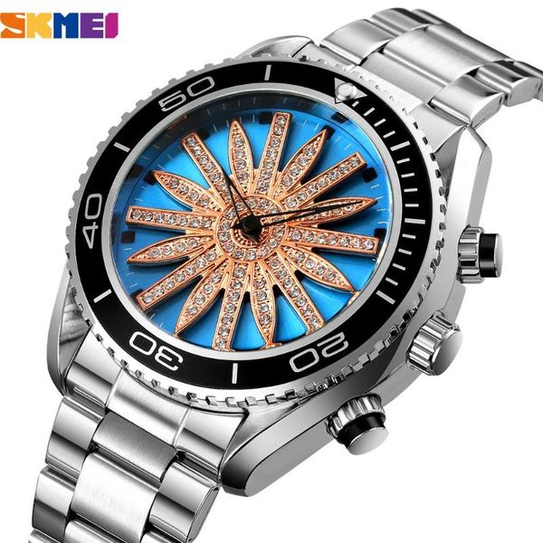 

wristwatches 2021 luxury men watch women bracelet fashion sparkly dial quartz wristwatch skmei brand stainless steel analog clock, Slivery;brown