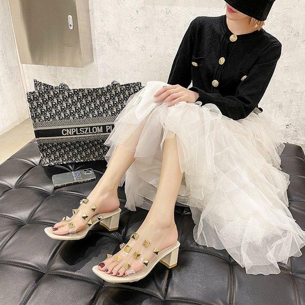 

women sandals transparent crystal summer jelly shoes pointed toe slip on low heels ladies fashion female footwear, Black
