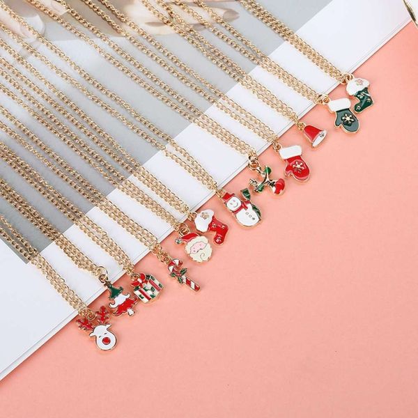 

necklace santa claus snowman bell ping'an fruit christmas tree christmas hat jewelry, Gray