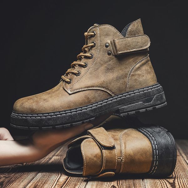 

martin boots work british wind men's autumn high shoes snow, Black