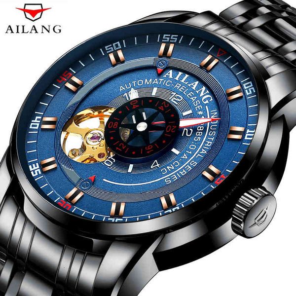 

ailang new lighting calendar gentlemen clock automatic mechanical business style weekly display 30m waterproof men 8601, Slivery;brown