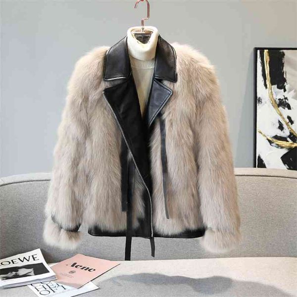 

coltsfoot fur coat mao female whole leather really short hair show thin young locomotive coat 210902, Black
