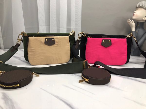 Mulheres Multi Multi Pochette Acessoires Bolsas De Designer Bolsa De Nylon Bolsa De Nylon Moda Crossbody Shoulder Bag Senhora Mini Embreagem Rodada Zero Wallet Bolsas