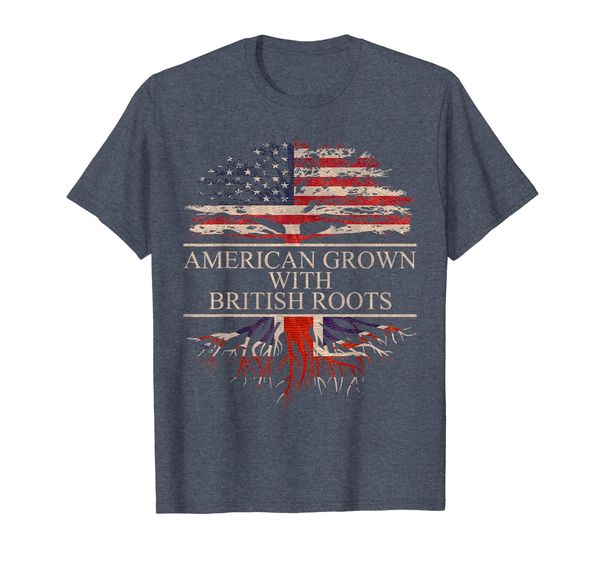 

american grown with british roots t-shirt, White;black