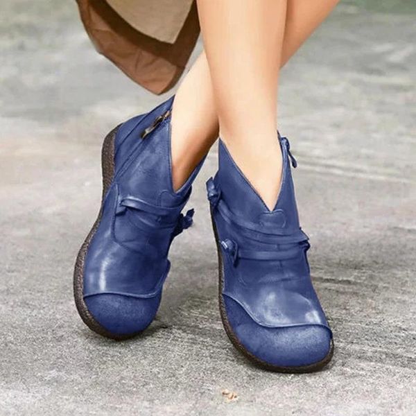 

boots autumn winter retro women fashion genuine leather ankle zapatos de mujer vintage warm botas botines, Black