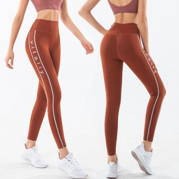 

female riding leggings high waist striped side letter printing sport pants ec.ms quick dry hip lift power stretchy yoga tights outfits, White;red