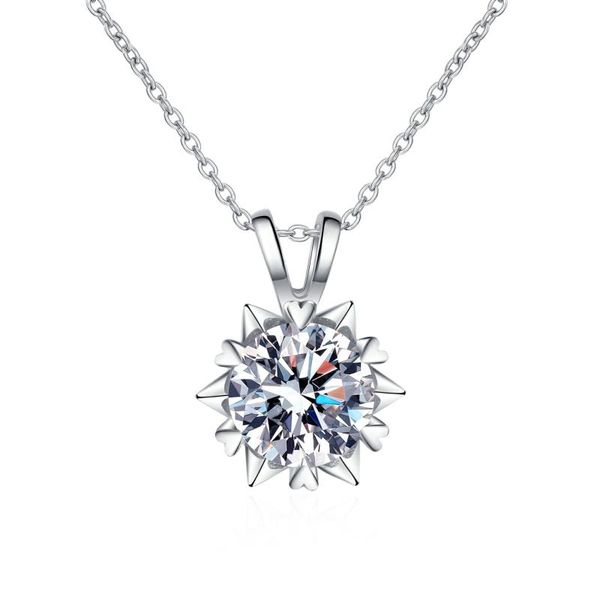 

chains moissanite passed diamond test perfect cut 925 sterling silver 6 prong love necklace classic engagement jewelry