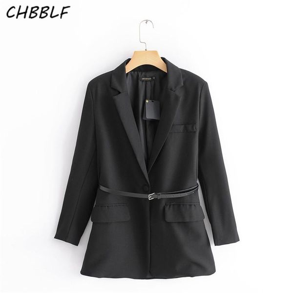 

women's suits & blazers chbblf women stylish solid blazer bow tie belt pockets long sleeve coat black female office wear jhn1053, White;black