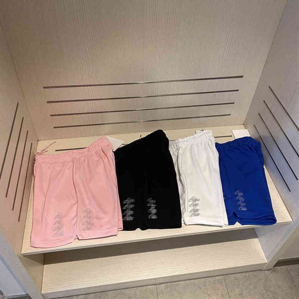 

2022 factory wholesale new color laser lettered printed sports shorts women's summer relaxed fashion couple capris a1, White;black