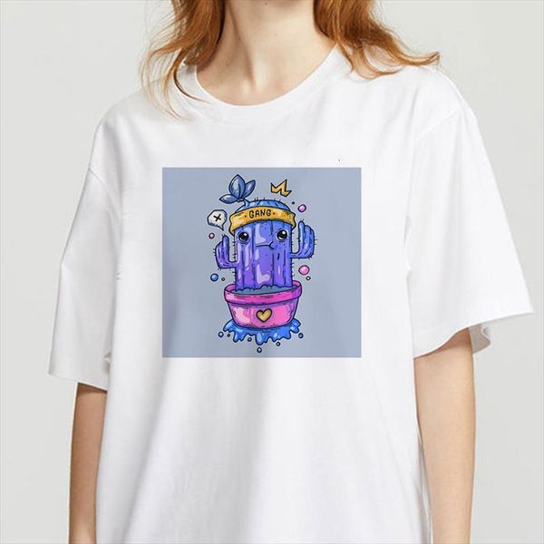 

funny cactus print mens fashion t shirts female tee graphic clothing camisas mujer, White;black