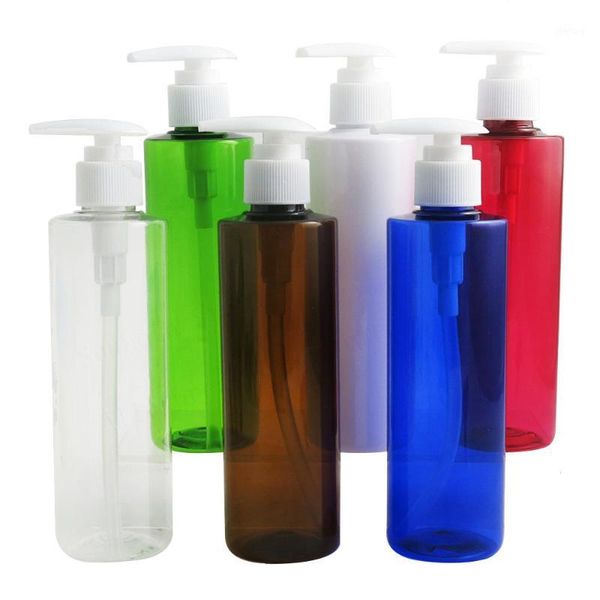 

storage bottles & jars 30pcs 250ml big clear amber plastic lotion cream pump bottle refillable shower gel cleanser shampoo cosmetic