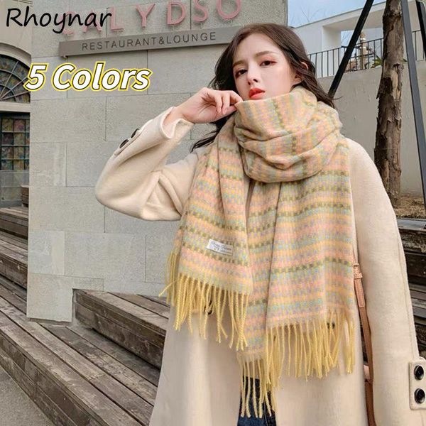 

scarves women 5 colors tassel all-match sweet schoolgirls younger teenage keep warm plaid wraps elegant lady daily arrival, Blue;gray