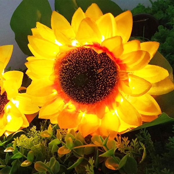 

outdoor solar led sunflower ground lamp lawn landscape fairy decorative waterproof garden exterior street park decor lights lamps