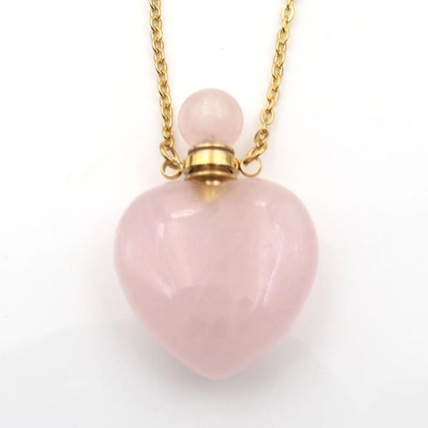 

pendant necklaces fyjs unique valentine's day gift gold color stainless steel romantic love heart perfume bottle crystal necklace, Silver