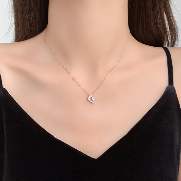 

chains dolphin necklace female summer clavicle chain pendant simple niche design light luxury valentine's day gift, Silver