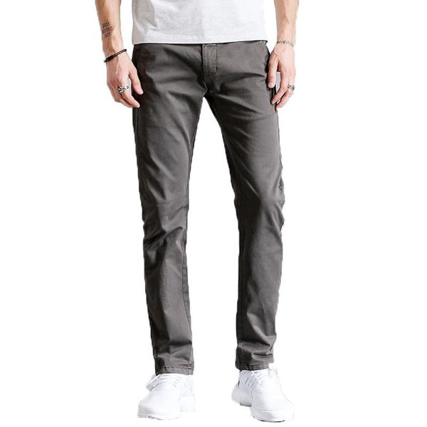 

men pants casual pant pencil trousers fashion business cotton slim straight cargo red grey navy blue yellow men's, Black
