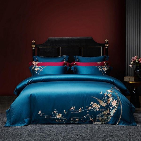 

bedding sets chinoiserie chic embroidery birds floral duvet cover set luxury 1000tc egyptian cotton comforter bed sheet