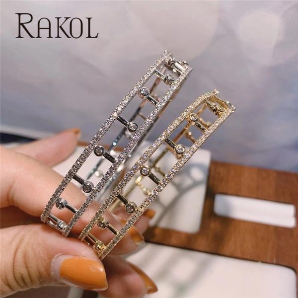 

link, chain rakol fashion cubic zirconia leaf link bracelets for elegant women luxury bridal wedding dinner party jewelry rbl008, Black