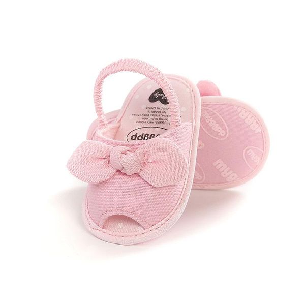 

summer baby girl sandals cotton soft sole kids shoes cute bows solid color pink white non-slip born toddler, Black;red