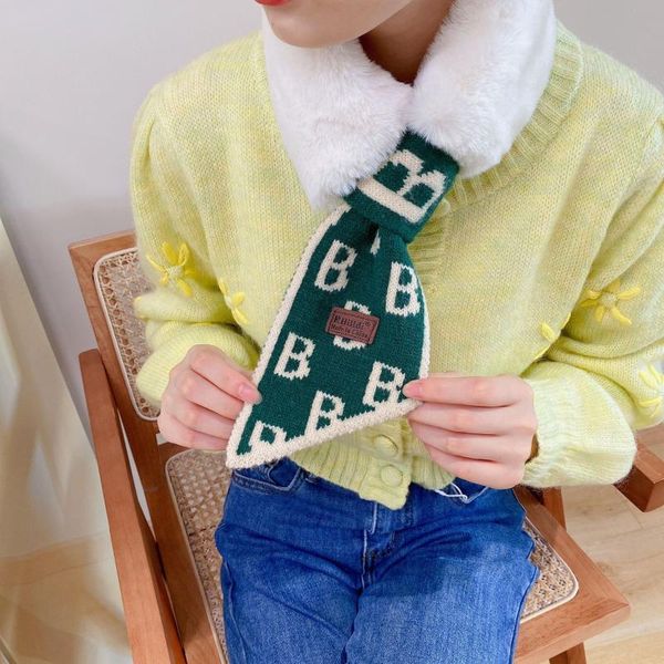 

scarves jtvovo 2021 set of fur winter warm women's letter print bib korean fashion houndstooth cross scarf cravat, Blue;gray