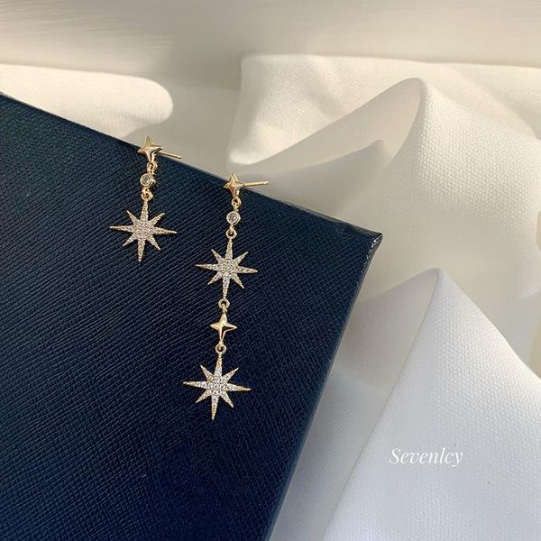 

dangle & chandelier 2021 fashion women's earrings delicate dissymmetry temperamental eight star for women party jewelry gifts wholesale, Silver