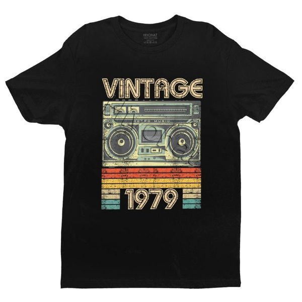

men's t-shirts classic in 1979 radio t shirt men short sleeved printed retro 41 years old birthday gift 100% cotton tee apparel, White;black