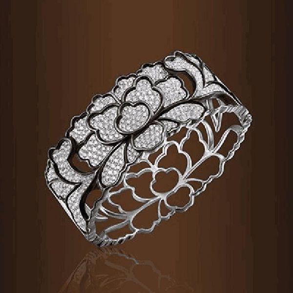 

cluster rings hollow flower lab diamond cz ring 925 sterling silver engagement wedding band for women bridal charm party jewelry, Golden;silver