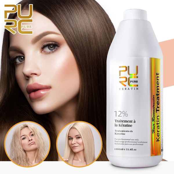 

PURC 12% Brazilian Keratin Straightening Treatment for Deep Curly Smoothing Soft Hair Care 1000ml