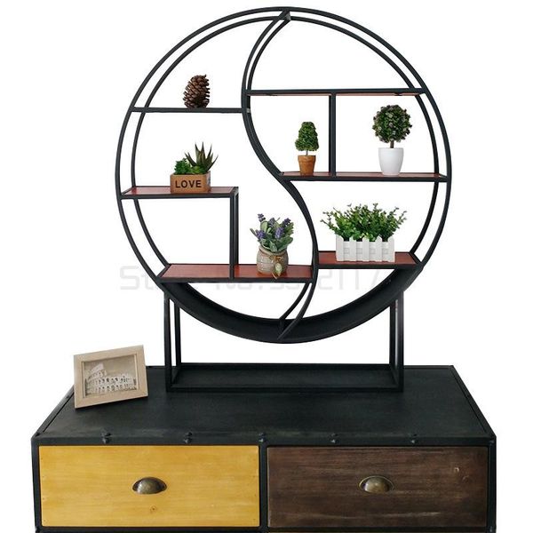 

other home decor european style living room wall hanging rack creative solid wood shelf partition round display decorative frame