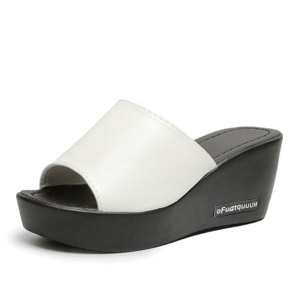 

slippers fashion women sandals spring summer platform sandal shoes woman peep toe leather beach casual sandalias mujer 6cm 569, Black