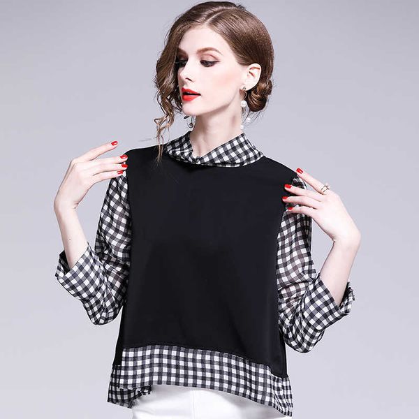 

women's blouses & shirts england estilo longo xadrez camisas das mulheres vero gola chiffon dama moda da menina camisa overhemd brna, White