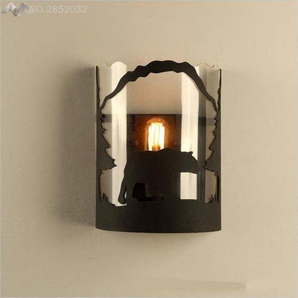

wall lamp jw american village bear forest lamps creative vintage iron light for living room bedroom bedside lighting decoration