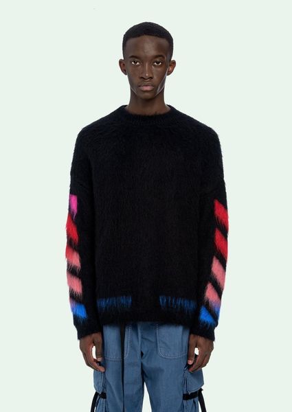 

style white autumn and off winter blue gray gradient arrstyle mohair men's women's t-shirt sweater level 3 anti pilling, Black