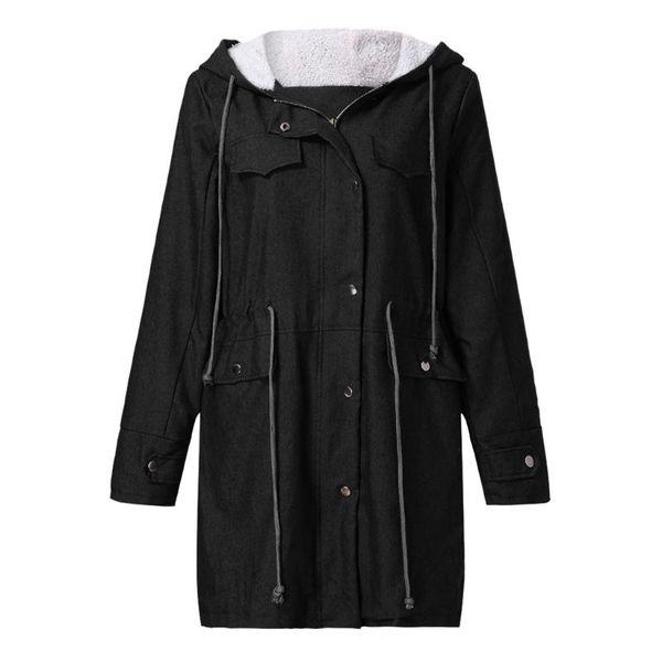 

women's jackets women warm hooded casual long sleeve denim jacket jean outwear overcoat for 2021, Black;brown