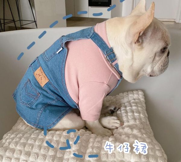 

dog apparel clothes denim suspender skirt dress
