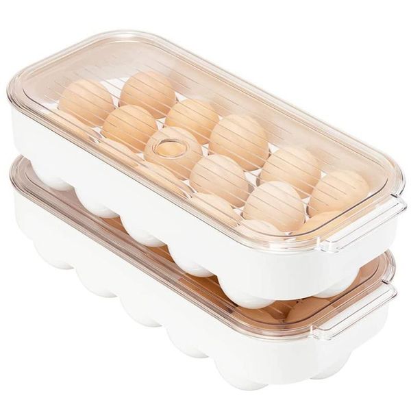 

refrigerator egg storage box stackable traycontainer bins with lid, fridge bottles & jars
