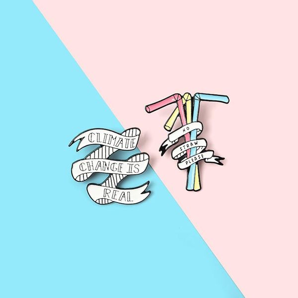 

pins, brooches prohibition of plastic straws enamel pins protect earth lapel badges fashion gifts for friends wholesale jewelry, Gray