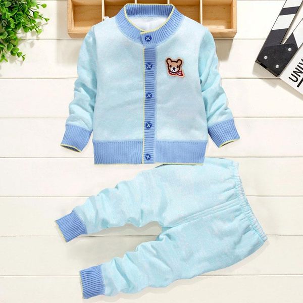 

clothing sets fashion toddler girl winter clothes knitting girls set long sleeve +pants cartoon baby boys 6-24months, White