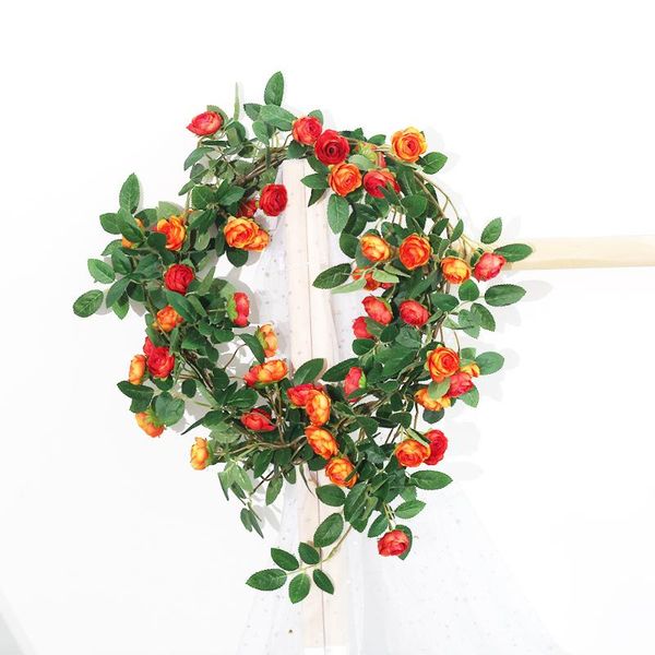 

decorative flowers & wreaths artificial rose ivy rattan autumn silk fake plant garland hanging for wedding home el office garden party decor
