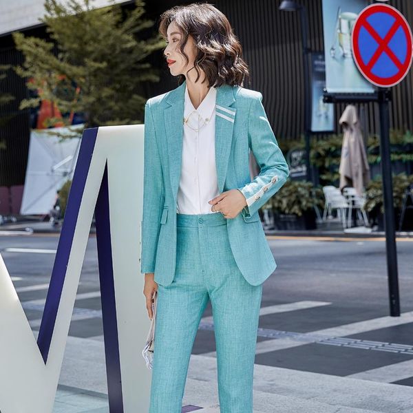 

s-5xl women elegant office uniform designs suits jacket 2021 costumes womens 2 piece pant blazer pants set plus size women's two, White