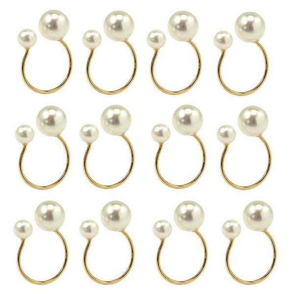 

napkin rings 12pcs metal ring toast buckle western table pearl meal