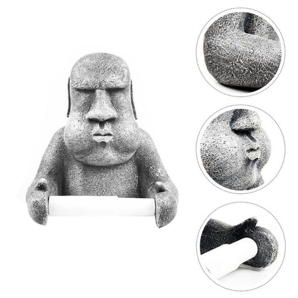 

tissue boxes & napkins 1pc roll paper rack easter island moai design wall mounted