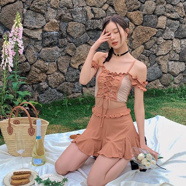 

one-piece suits 2021 the fashion fission conservative three-piece long-sleeved bigger sizes suit students spring bathing