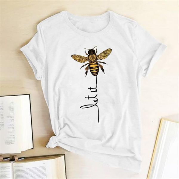 

hillbilly bee kind summer harajuku womens t shirt aesthetic ulzzang casual short sleeve cartoon female, White