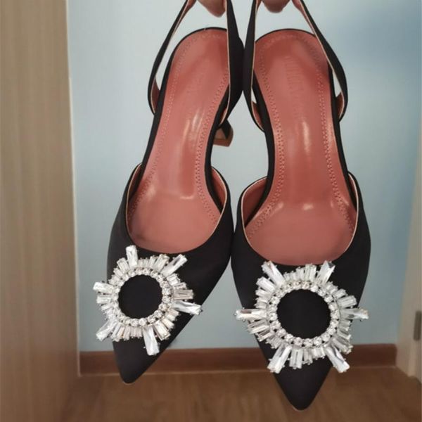 

women sandals elegant pointed toe slingback summer office lady shoes fashion high heels gladiator woman, Black