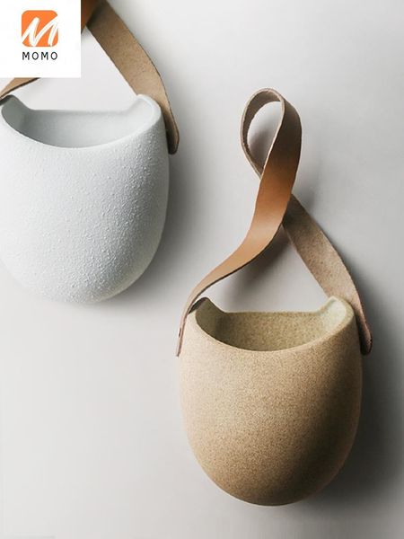 

ceramic flower set pendant decoration creative wall hanging basket simulation pot storage bottles & jars
