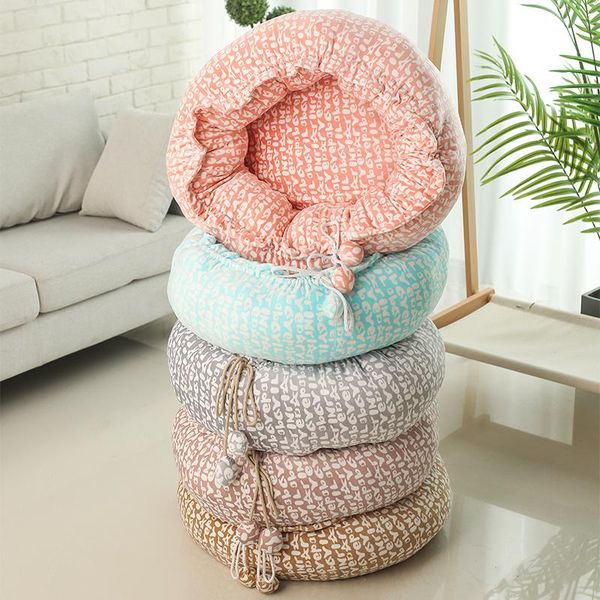 

pet dog bed warm fleece round kennel house long plush winter pets beds for medium large dogs cats soft sofa cushion mats kennels & pens