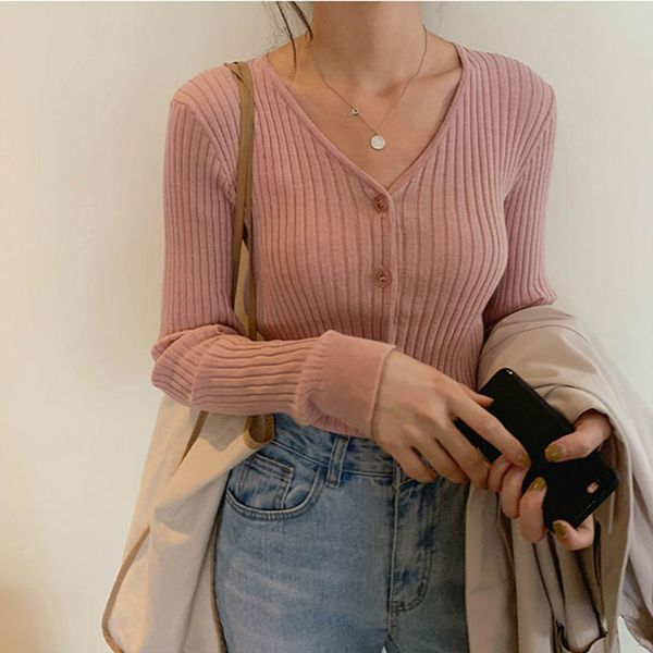 

v neck autumn cardigans single breasted casual women sweaters all match mujer chaqueta vintage 17439 210415, White;black