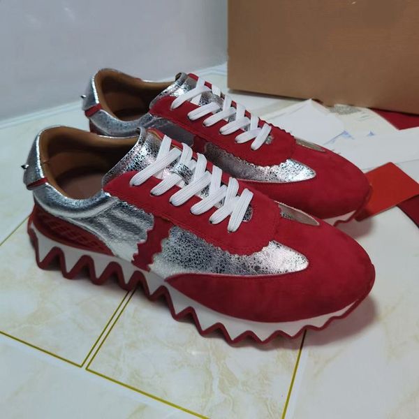 

men bottoms triple casual shoes reglisse orlato flat mens low dress party walking fashion red bottom sports sneakers mjkjjj0003, Red;white