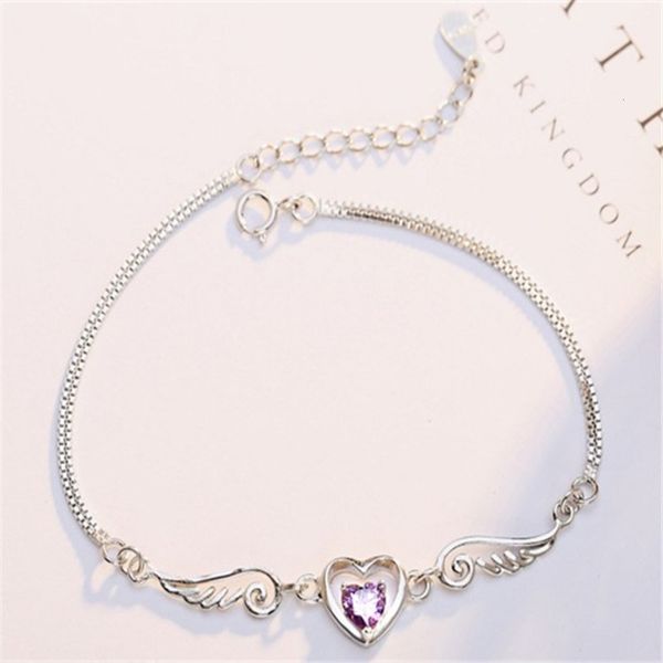 

accessories don't fade simple inlaid hand jewelry heart angel wings l lover bracelet girl, Golden;silver